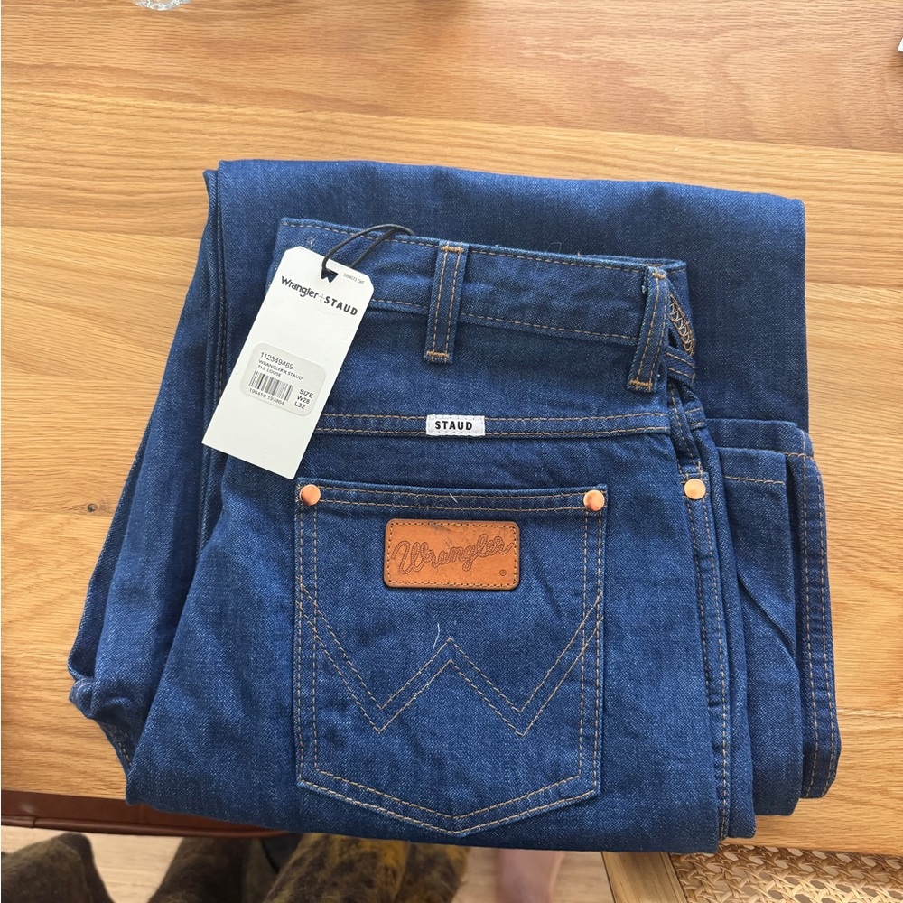 Wrangler + Staud NWT The Loose Denim Jeans Relaxed Fit Blue Women's Size 28x32